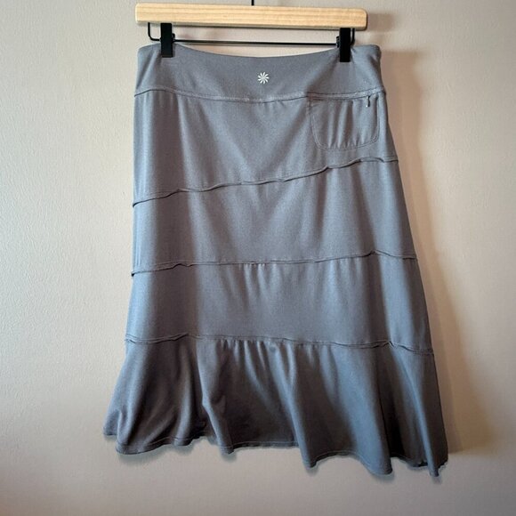 Women's Petite MP Athleta Crescendo Tiered Skirt in Gray Asymmetrical Hem - Picture 3 of 7